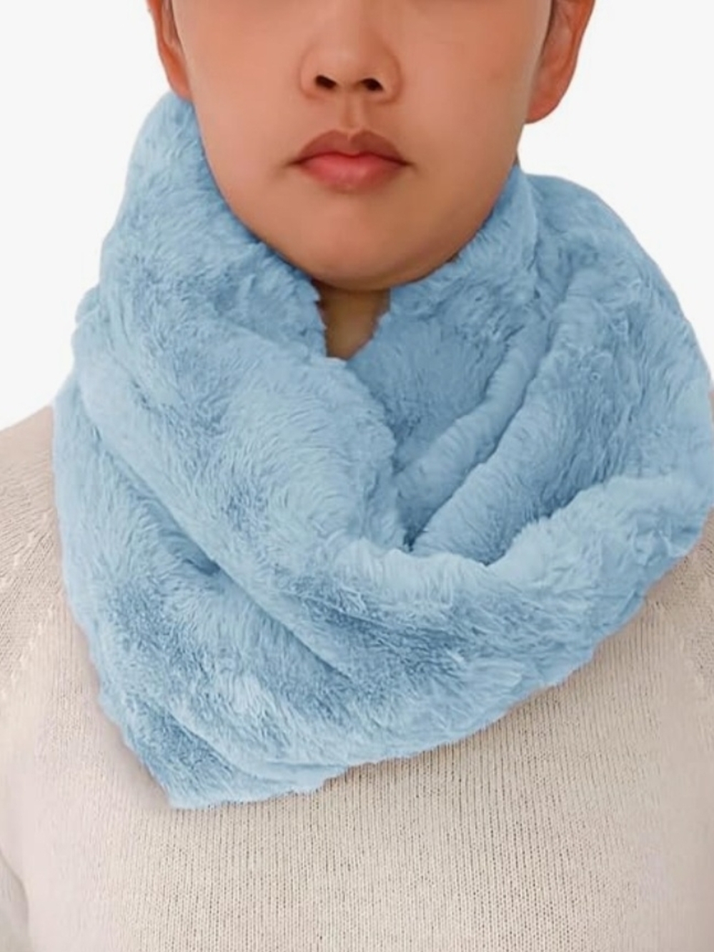 The Accessory Collective Plush Faux Fur Infinity Scarf - Baby Blue Snood